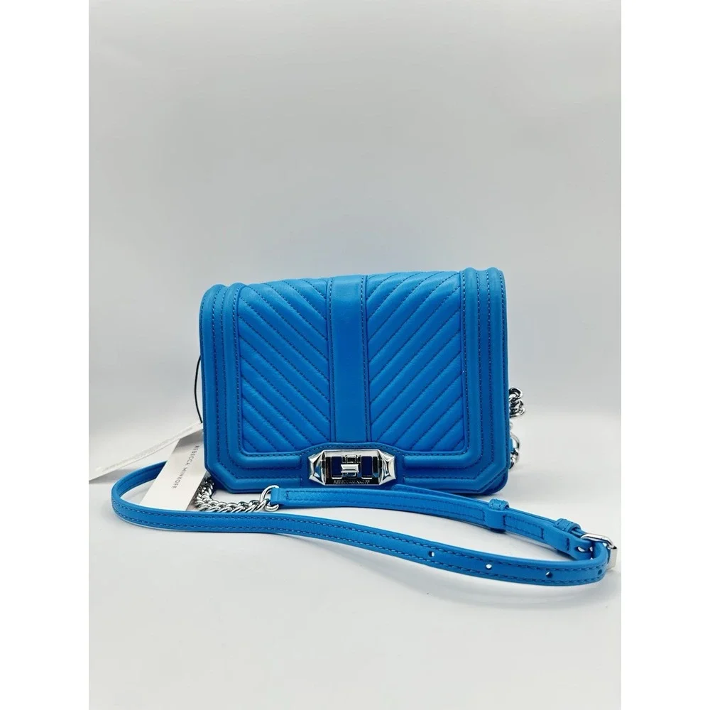 Rebecca Minkoff Chevron Quilted Small Love Crossbody Bag Marina NWT